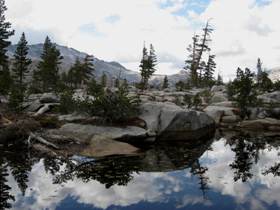 Lake Aloha backcountry reservoir in the Desolation Wilderness, Sierra Nevada, California