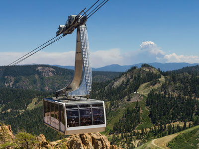 Gondola at Palisades Tahoe ski resort, Olympic Valley, Lake Tahoe, California