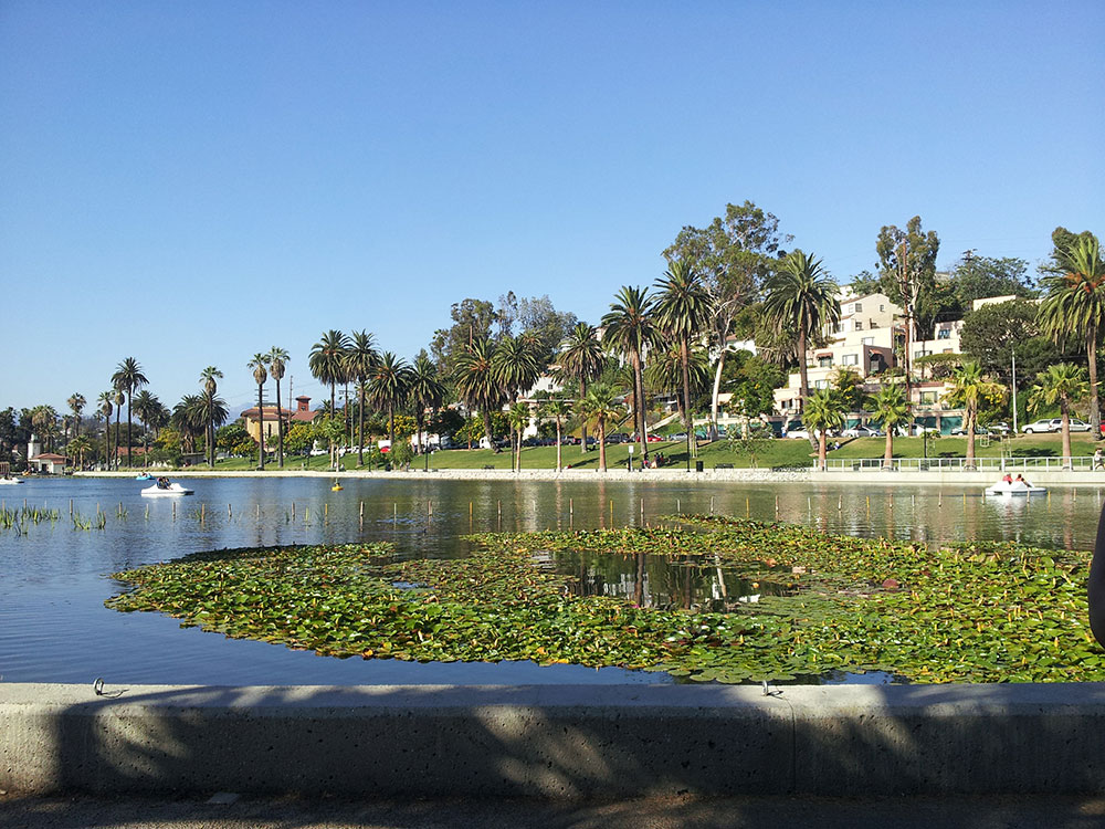 Echo Park Lake in Los Angeles, California