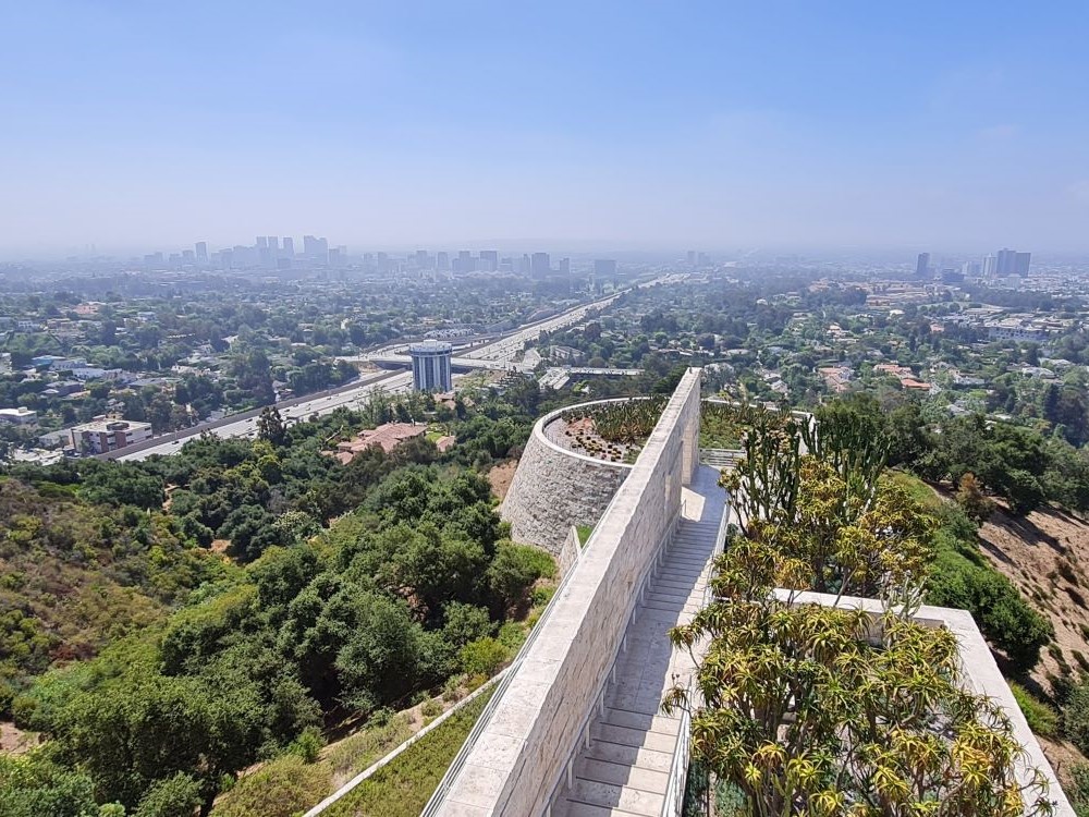 Manicured hedges and garden at the Getty Center, Los Angeles