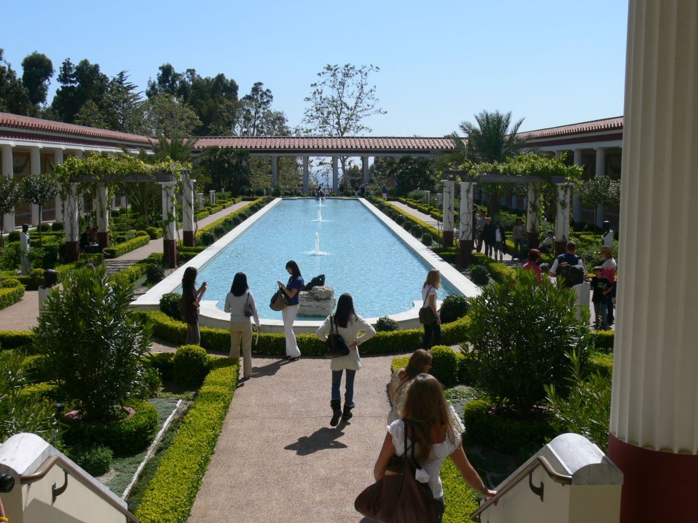 Entrance to the Getty Villa museum in Malibu, Los Angeles