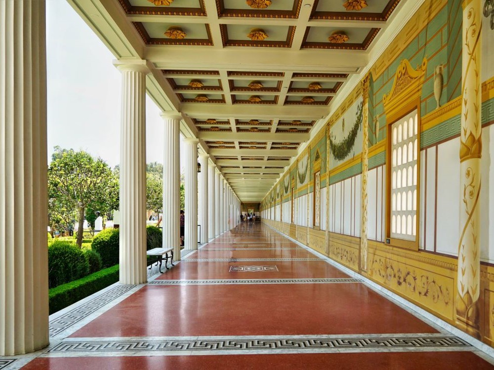 Outer peristyle courtyard at the Getty Villa in Malibu, Los Angeles