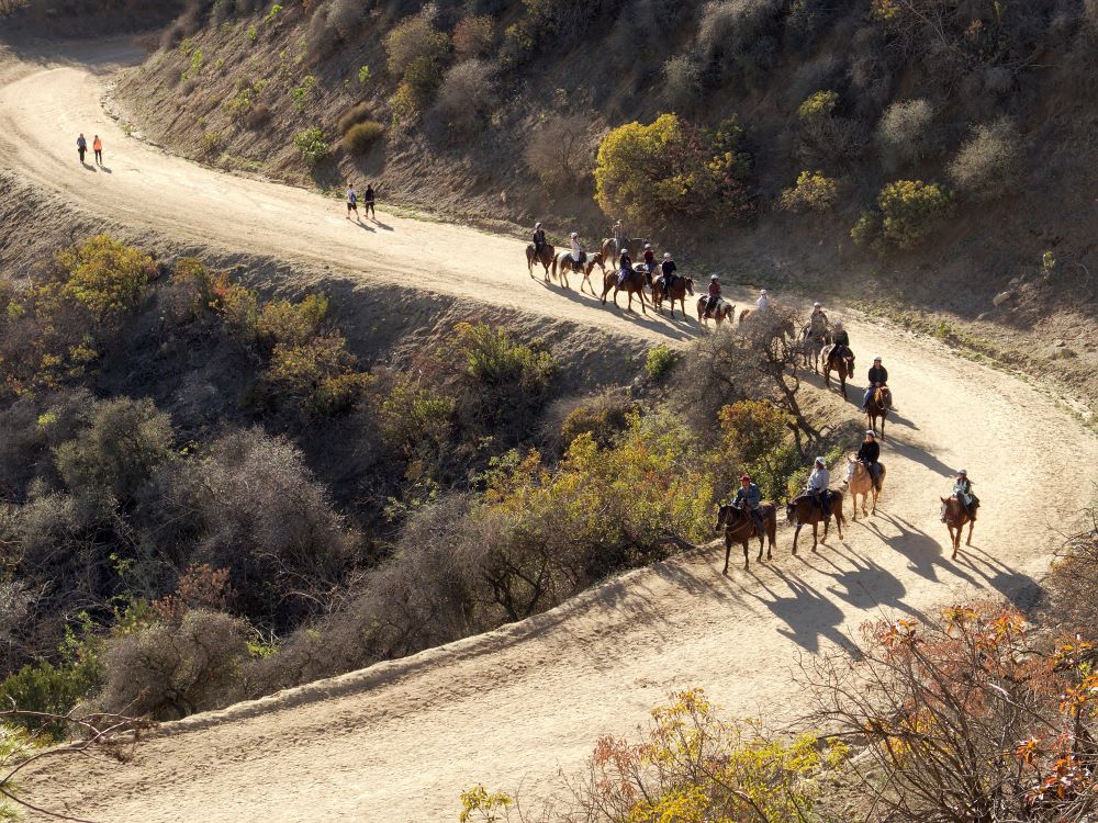 Equestrian trail use at Griffith Park in Los Angeles, California