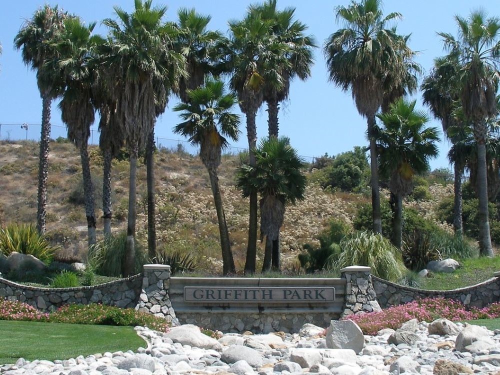 Welcome sign at the entrance to Griffith Park in Los Angeles, California