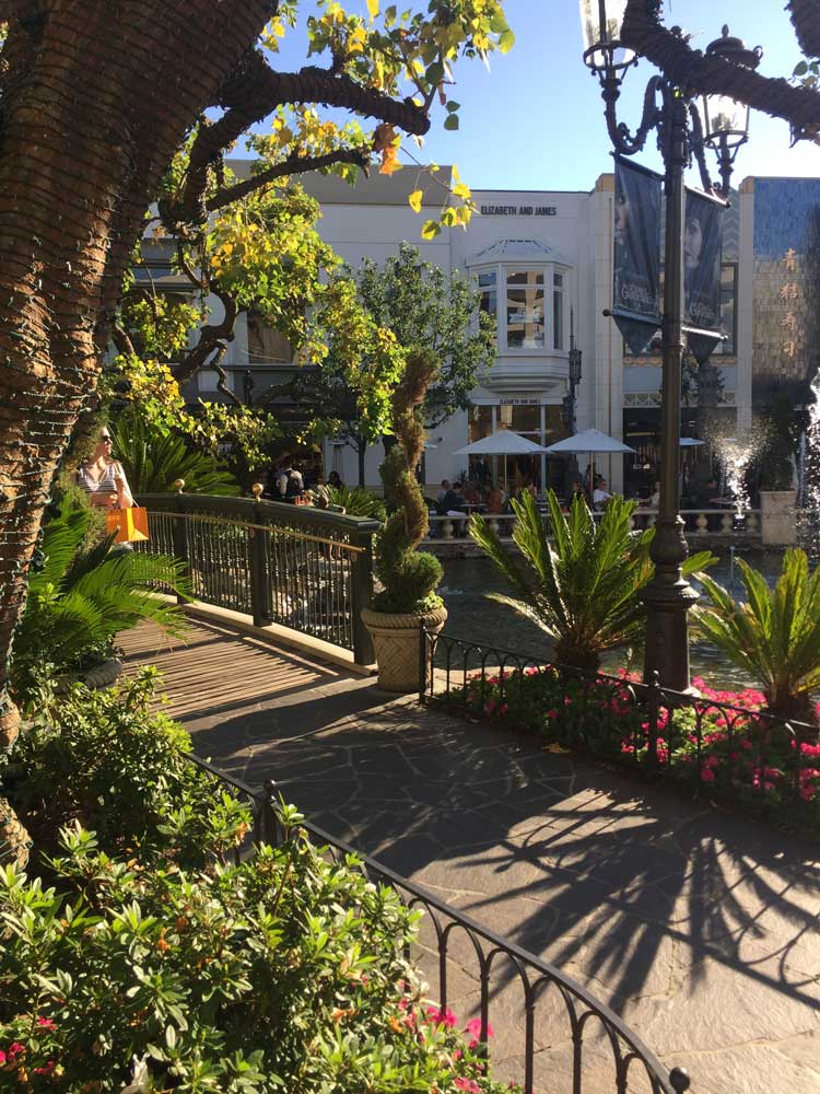 Walkway at The Grove outdoor shopping center in Los Angeles