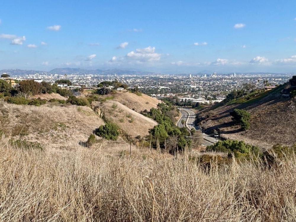 La Cienega canyon through Baldwin Hills looking north to the Santa Monica Mountains from Kenneth Hahn State Recreation Area
