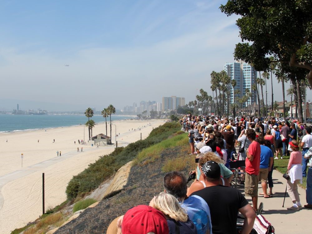 City of Long Beach skyline with Space Shuttle Endeavour flyover