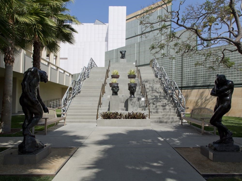 Building detail of the Los Angeles County Museum of Art on Wilshire Boulevard