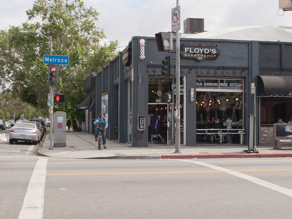 Floyd's Barber Shop on Melrose Avenue in Los Angeles, California