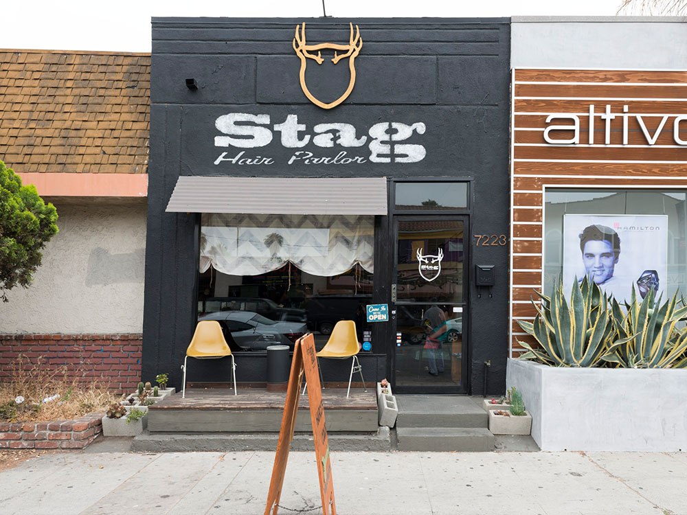 Eclectic storefronts lining Melrose Avenue in Los Angeles, California