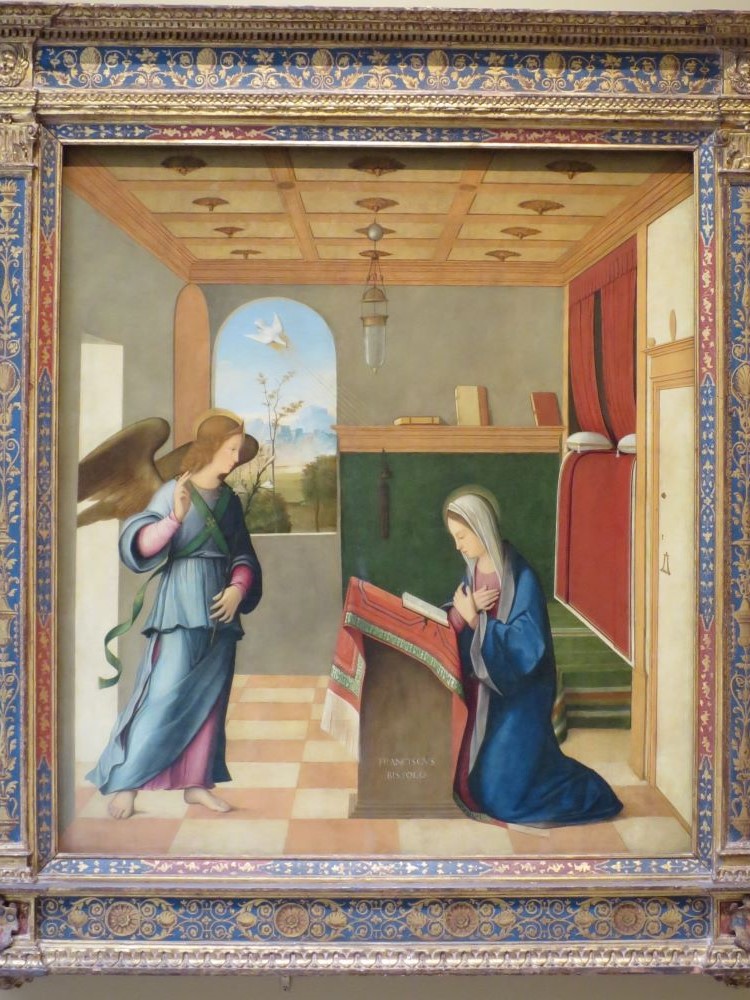 The Annunciation by Francesco Bissolo at the Norton Simon Museum, Pasadena