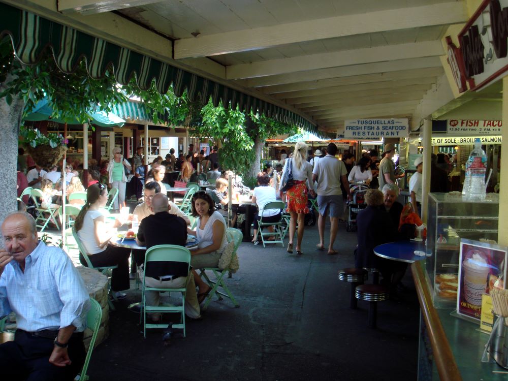 Vendors and stalls at the Original Farmers Market in Los Angeles