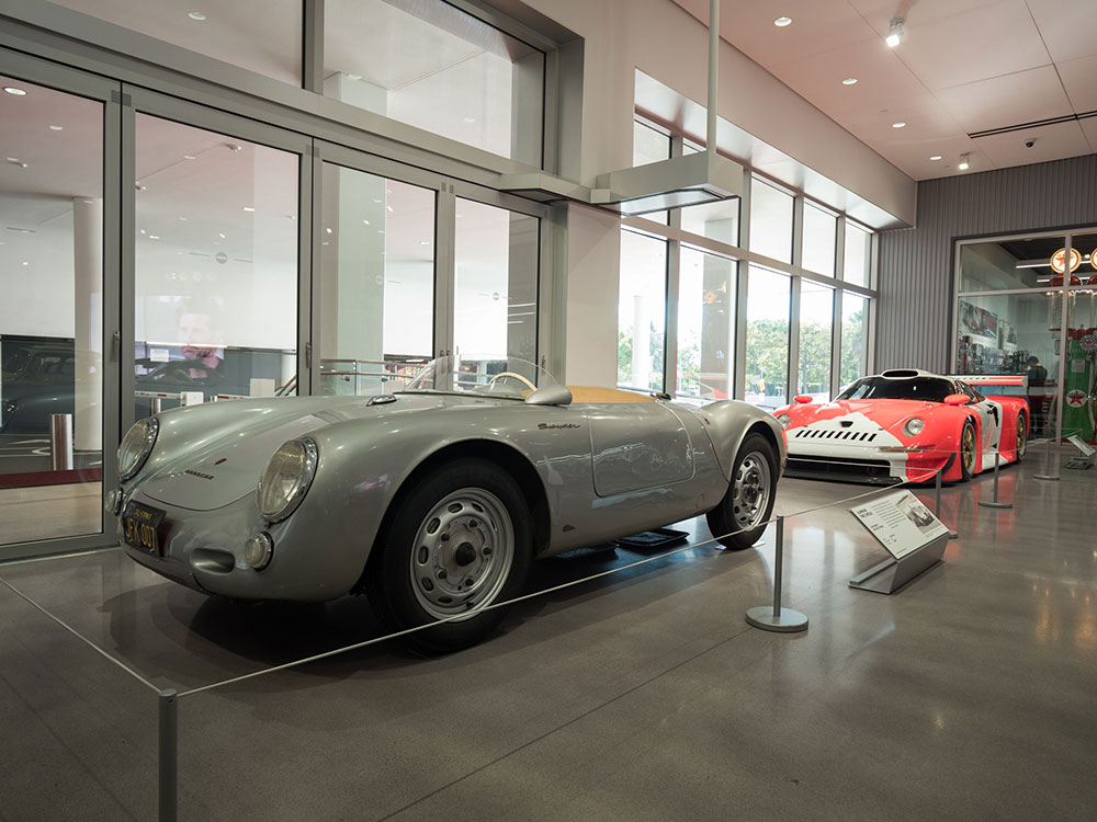Classic cars on display inside the Petersen Automotive Museum, Los Angeles