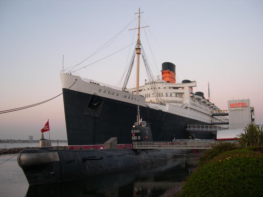 Deck of the Queen Mary ship in Long Beach, California