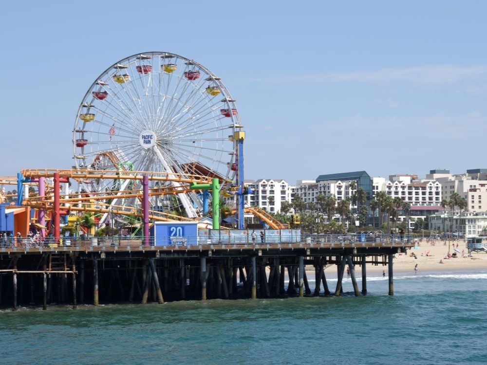 Pacific Park amusement park rides on Santa Monica Pier, California