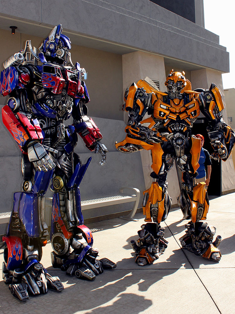 Transformers costume characters posing at Universal Studios Hollywood