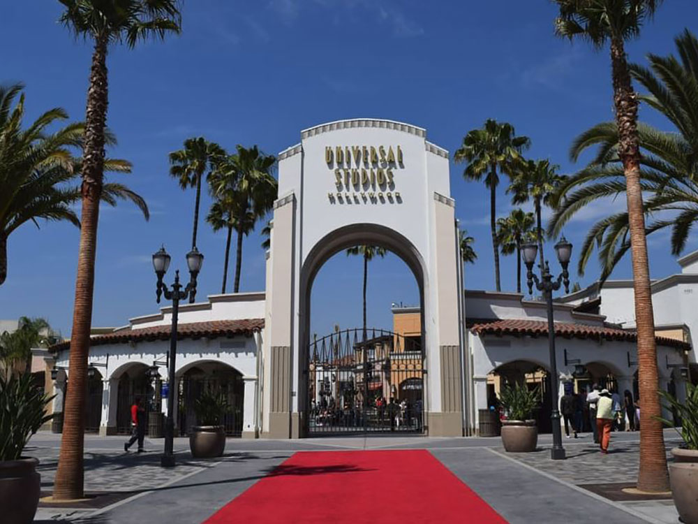 Universal Studios Hollywood entrance archway in Los Angeles, California