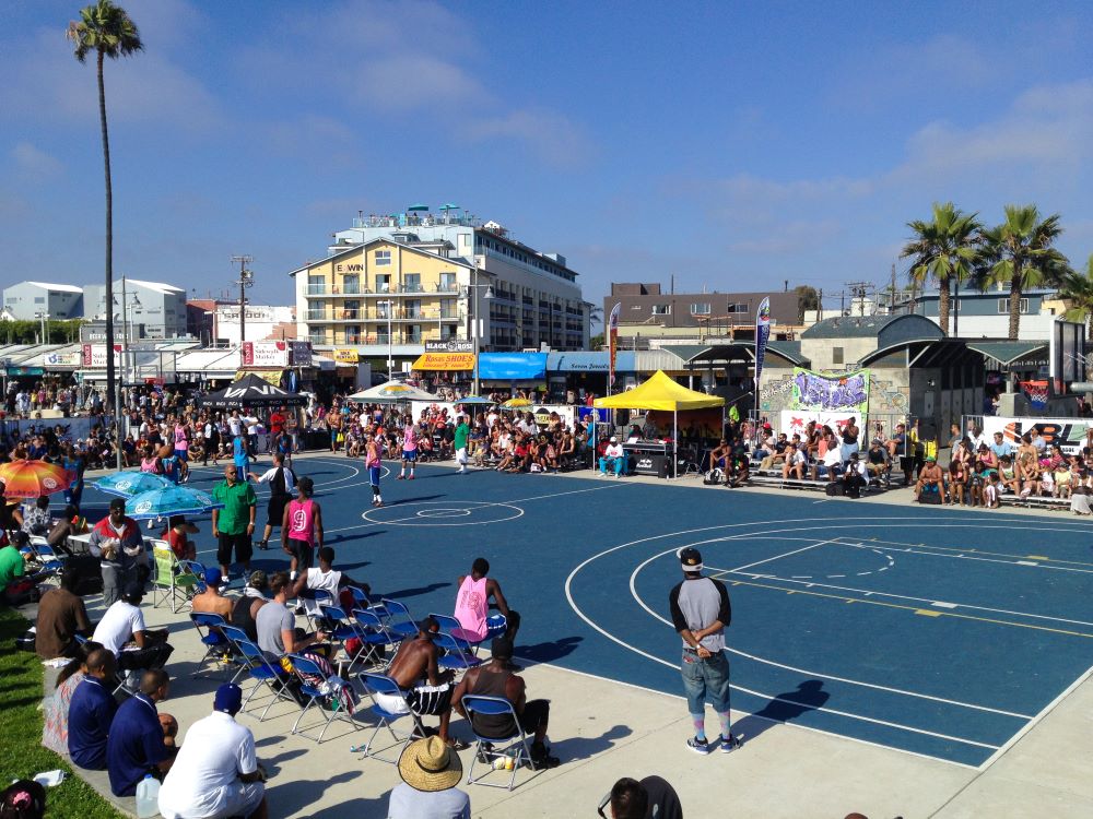 Basketball courts at Venice Beach in Los Angeles, California