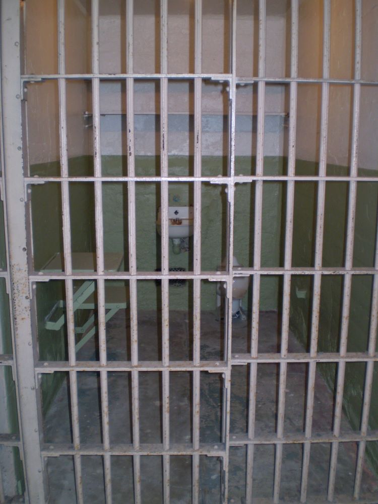 Prison cells inside Alcatraz Island federal penitentiary, San Francisco