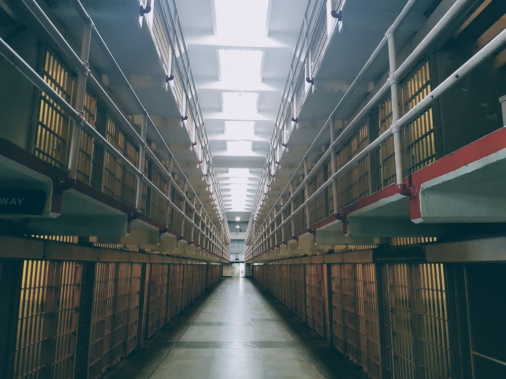 Cell block interior at Alcatraz Federal Penitentiary, San Francisco
