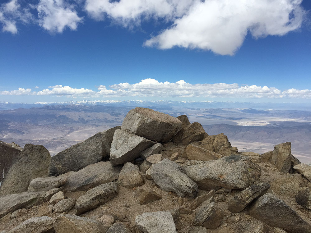 Summit of Boundary Peak Nevada viewed from the northeast showing rocky terrain and high elevation landscape