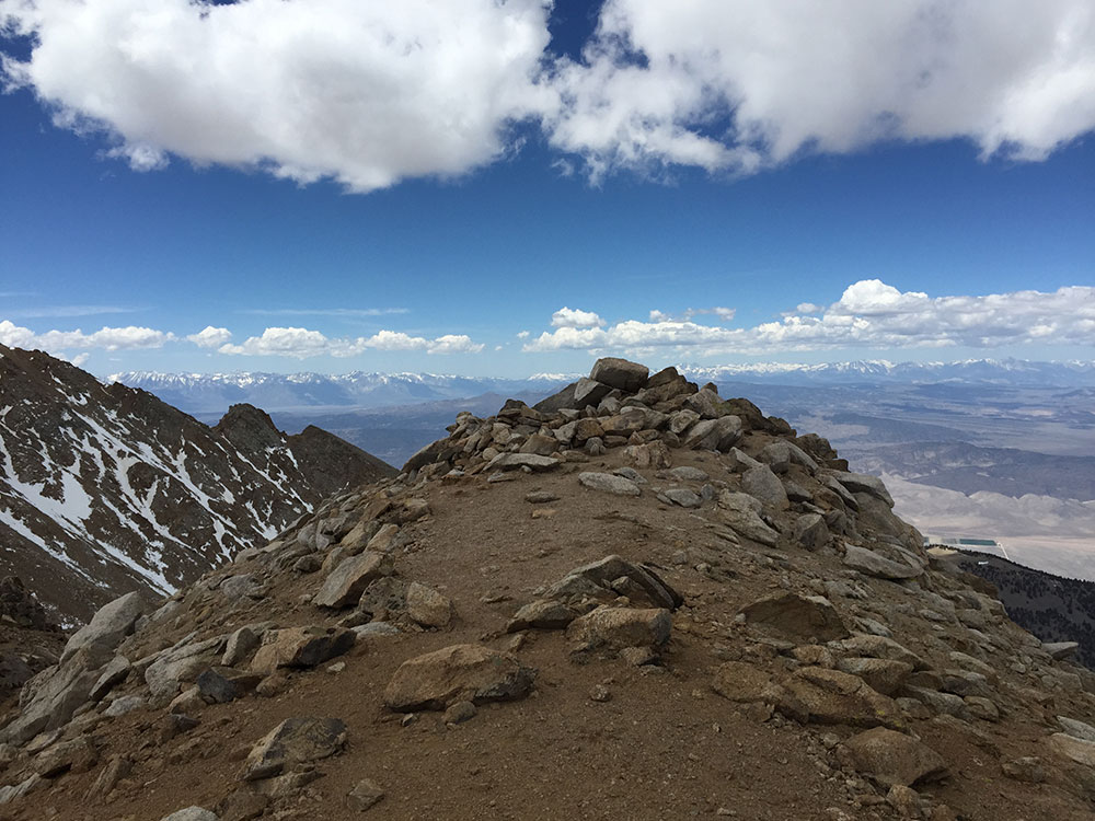 West-southwest view of Boundary Peak Nevada with mountain slopes and desert landscape