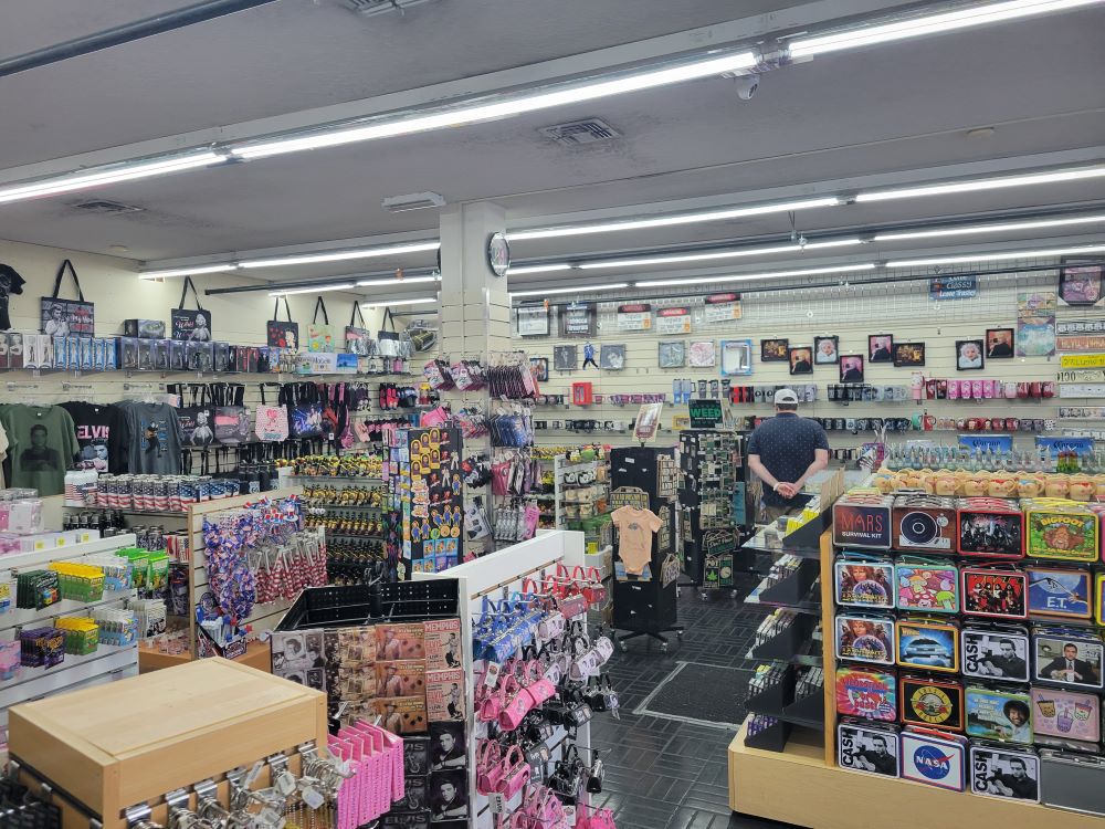 Bonanza Gift Shop interior displaying colorful souvenir merchandise and gift items