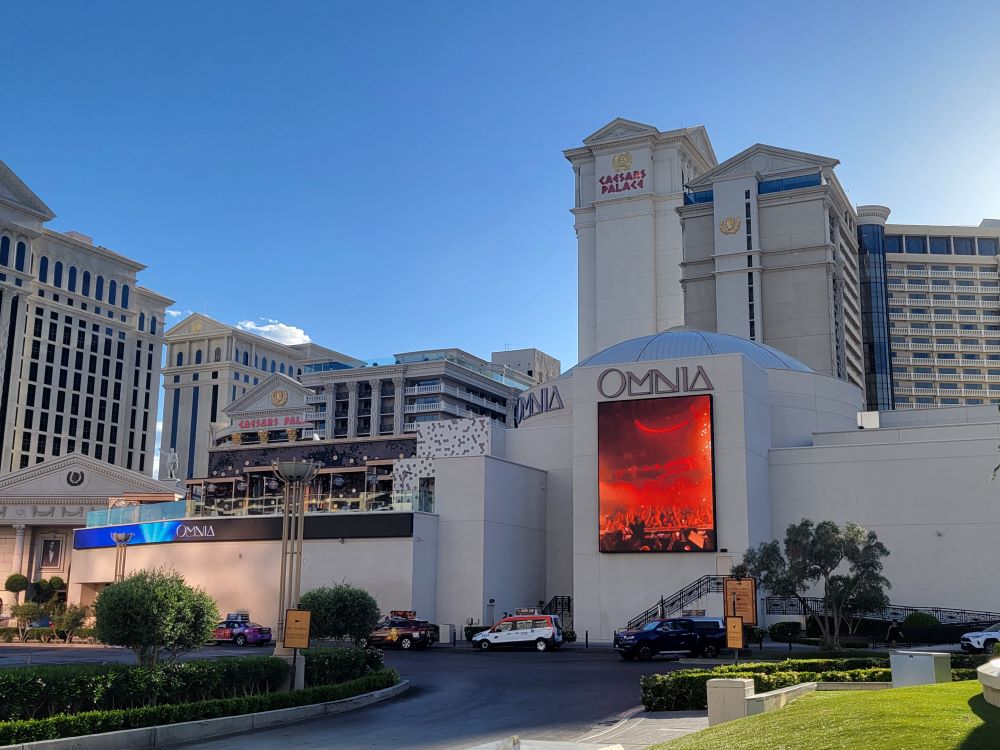 Exterior of Caesars Palace featuring the Omnia nightclub entrance, Las Vegas Strip, Nevada