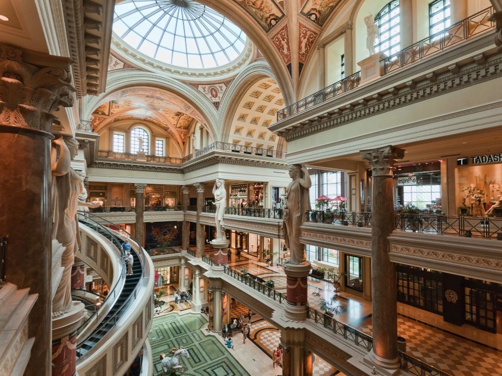 Ornate corridor of the Forum Shops mall at Caesars Palace Las Vegas
