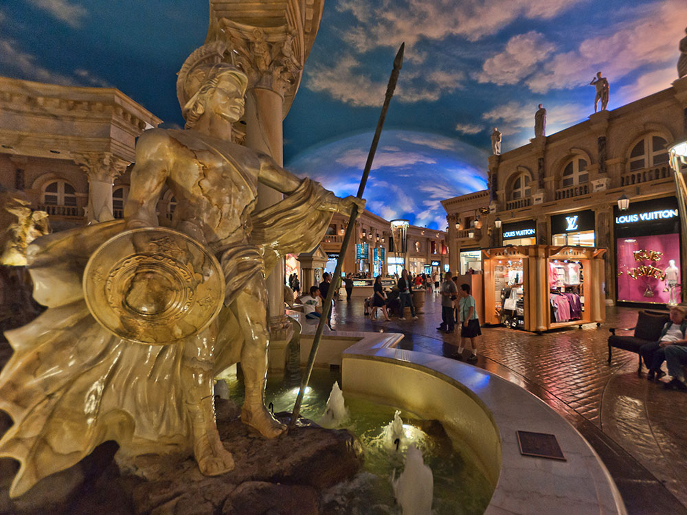 Roman-themed interior of the Forum Shops at Caesars Palace Las Vegas