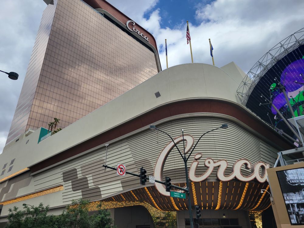 Circa Resort and Casino illuminated sign in downtown Las Vegas on Fremont Street