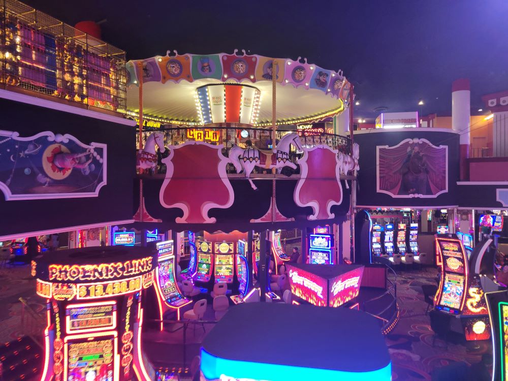 Casino floor at Circus Circus Hotel and Casino with slot machines and gaming tables, Las Vegas