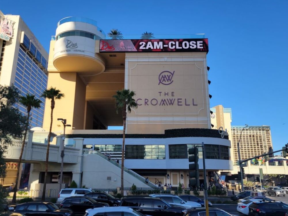 Front entrance of The Cromwell Las Vegas hotel and casino on the Strip