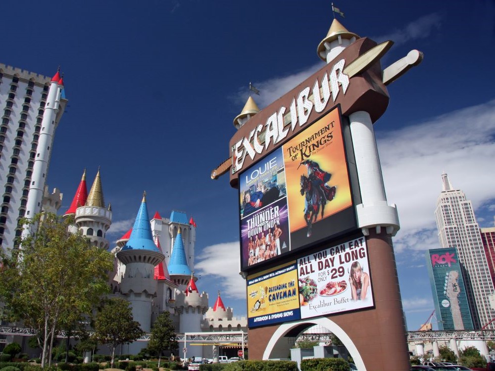 Excalibur Hotel and Casino castle exterior on the Las Vegas Strip