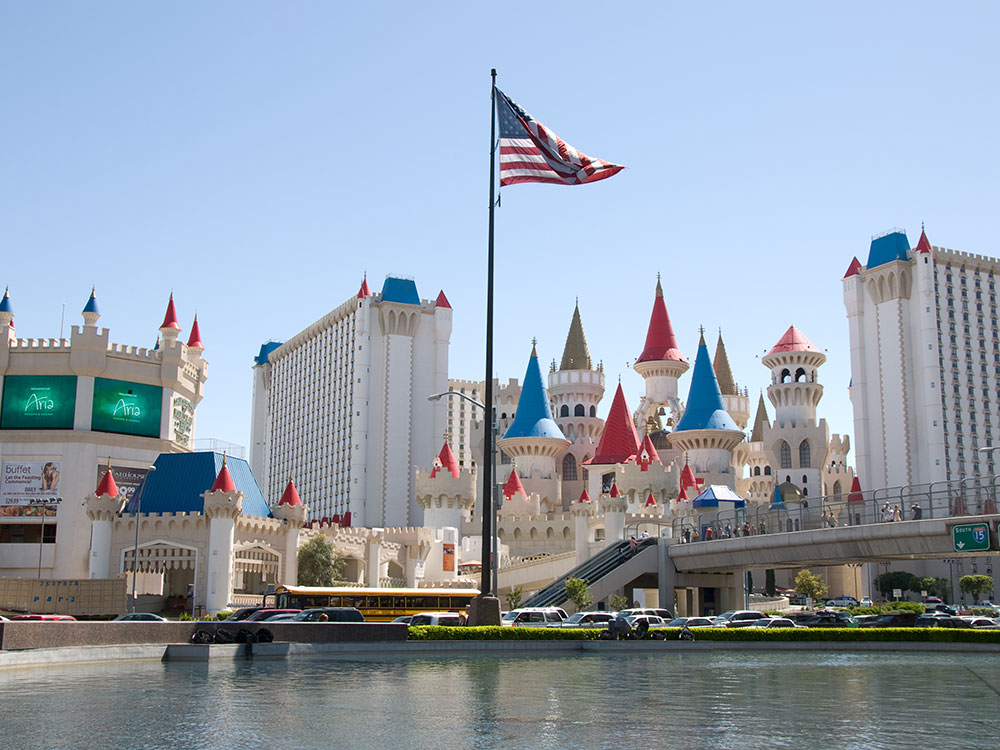 Las Vegas Strip view featuring Excalibur Hotel and Casino