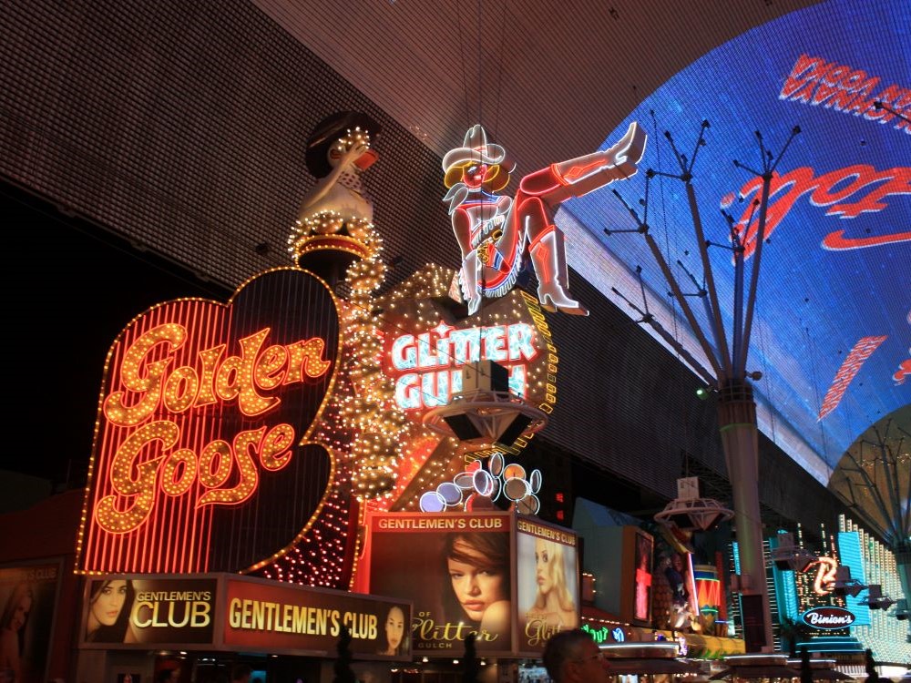 Fremont Street Experience LED canopy and crowds in downtown Las Vegas