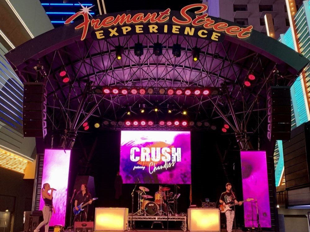 Live music stage at Fremont Street Experience in downtown Las Vegas