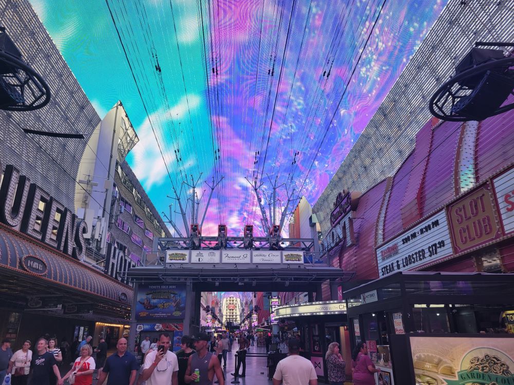 SlotZilla zipline platform at Fremont Street Experience Las Vegas