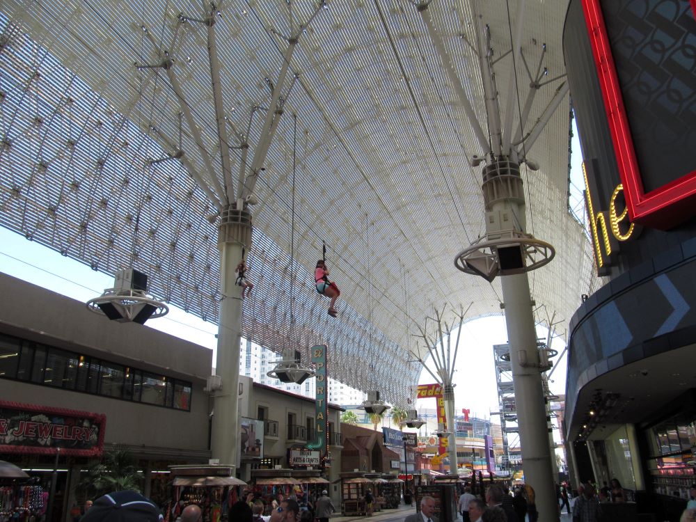 Fremont Street Experience LED canopy light show over the pedestrian mall in downtown Las Vegas, Nevada