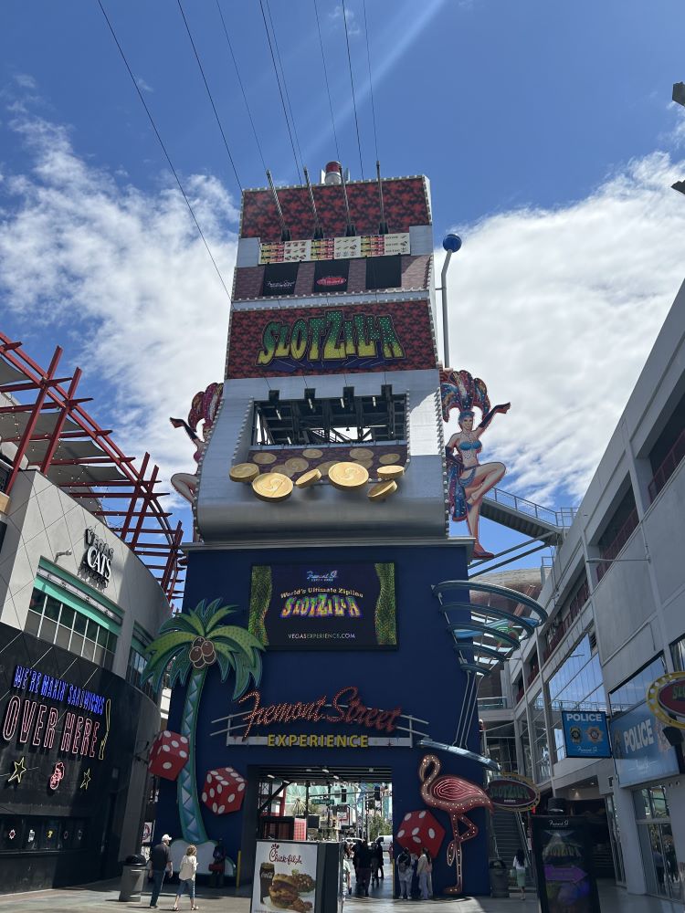 SlotZilla giant slot machine zipline structure at Fremont Street Experience in Las Vegas