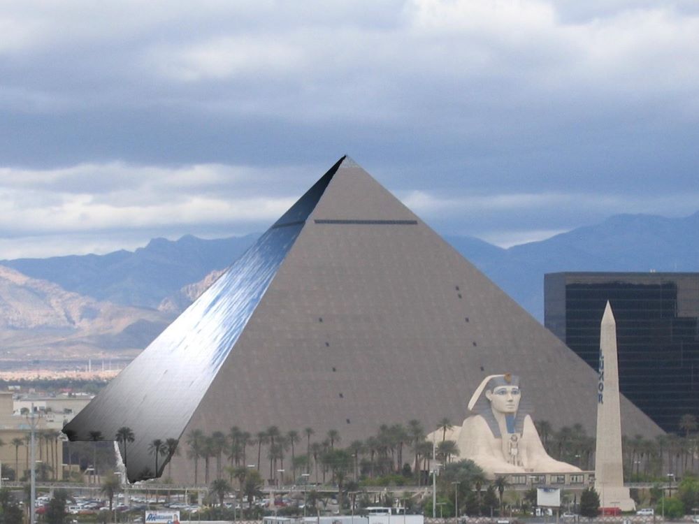 Panoramic view of Luxor Hotel and Casino pyramid on the Las Vegas Strip
