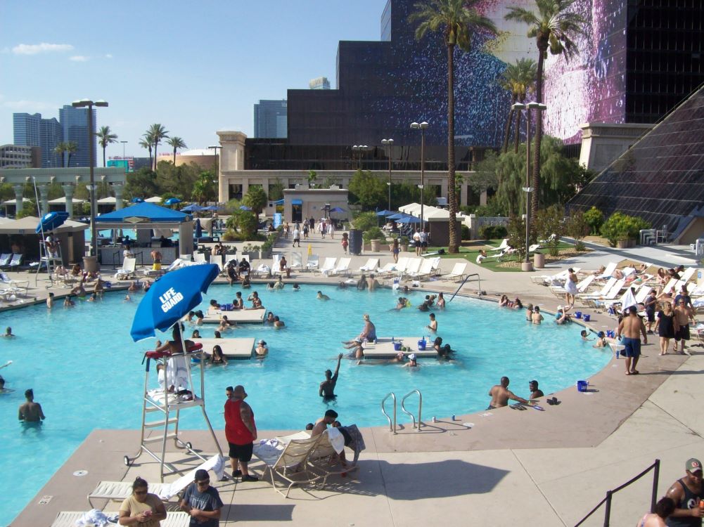 Outdoor swimming pool area at Luxor Hotel and Casino Las Vegas