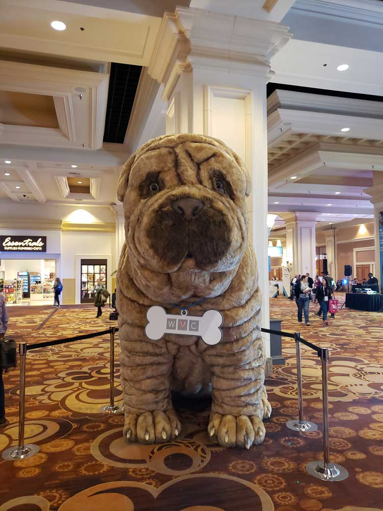 Large plush dog sculpture decorative display at Mandalay Bay Las Vegas