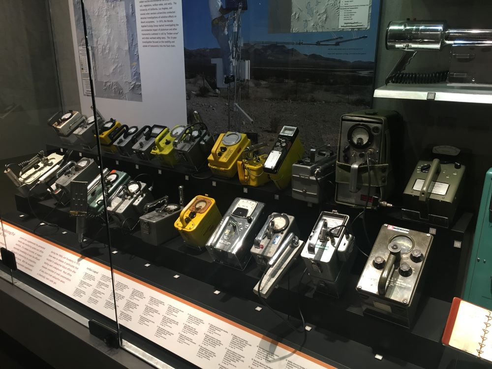 Collection of vintage Geiger counters on display at the National Atomic Testing Museum Las Vegas