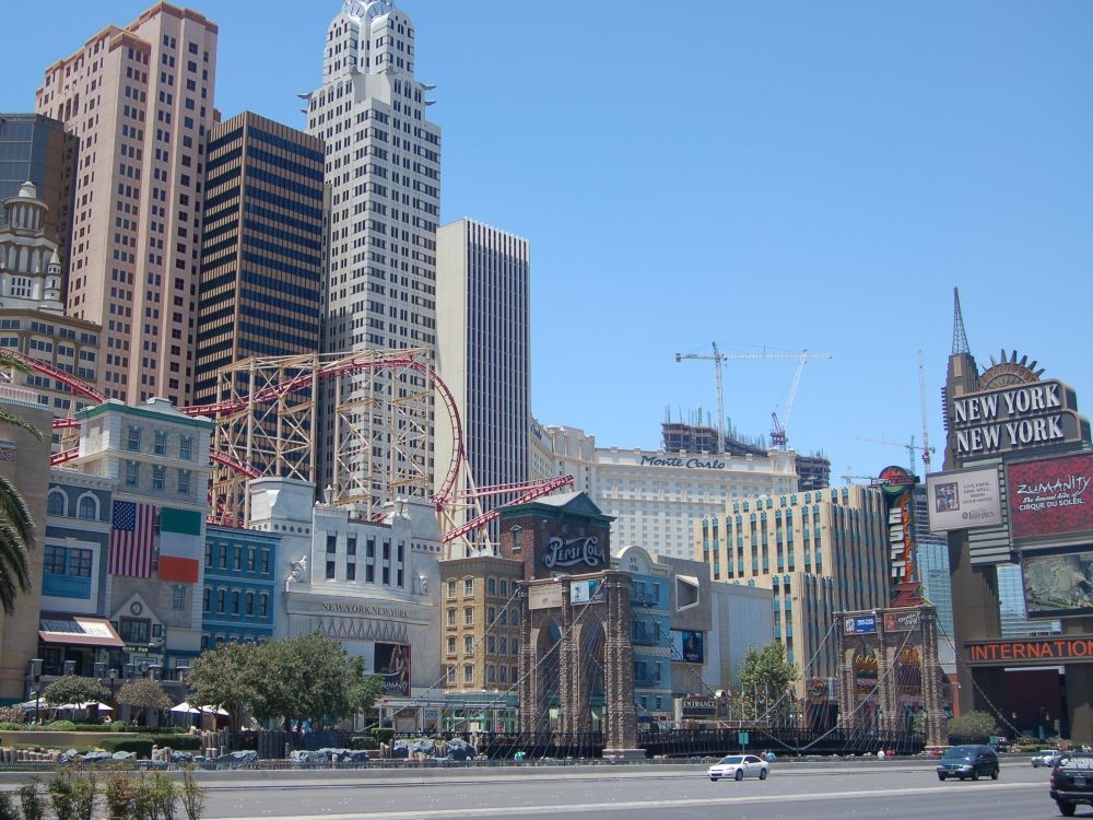 New York-New York Hotel and Casino from across the Las Vegas Strip
