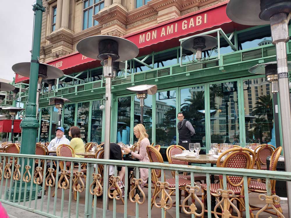 Outdoor patio dining area at Paris Las Vegas Hotel and Casino
