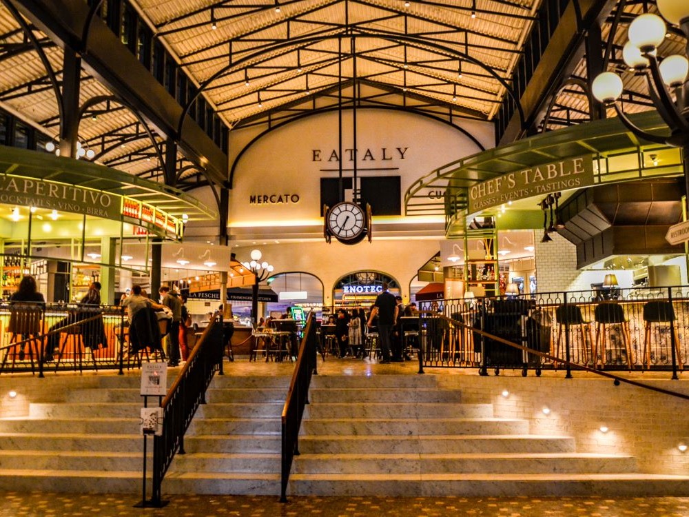 Eataly Las Vegas food hall at Park MGM with fresh produce displays