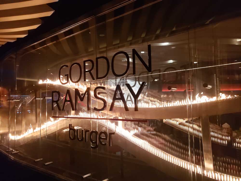 Gordon Ramsay's Hell's Kitchen restaurant flaming sign at Planet Hollywood Las Vegas