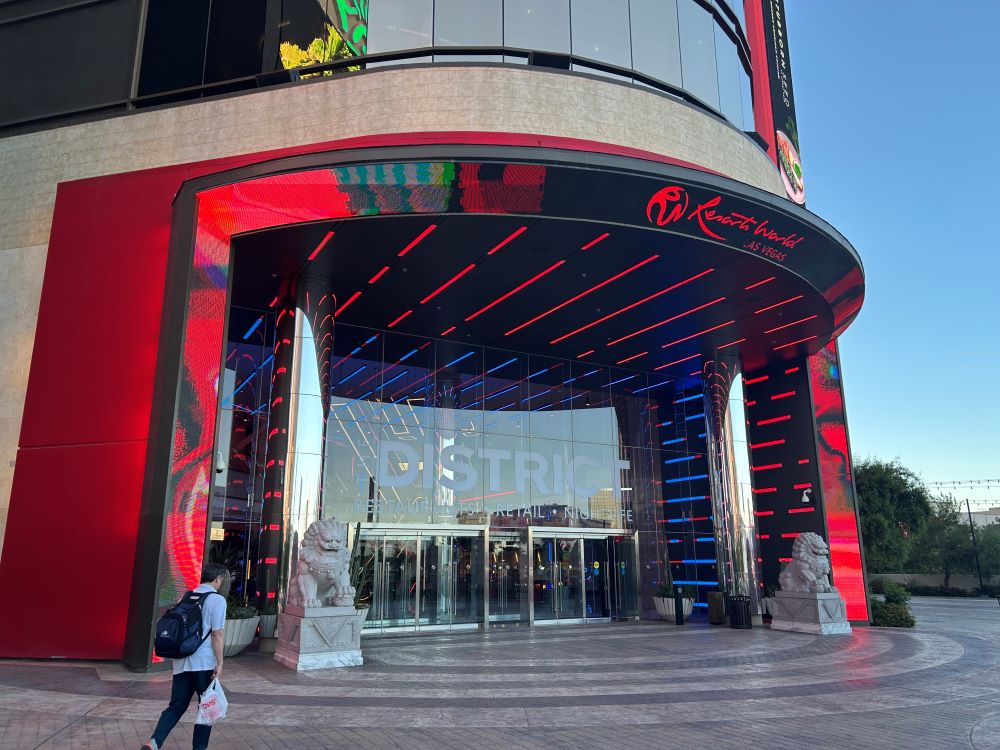 Grand entrance of Resorts World Las Vegas on the Strip