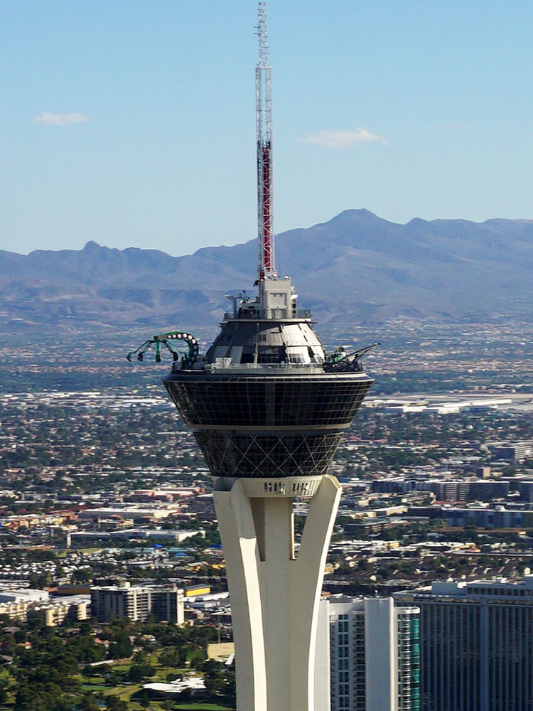 Thrill rides on top of the Stratosphere Tower in Las Vegas in September 2017